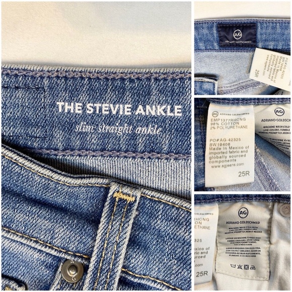 Adriano Goldschmied Stevie Ankle Slim Straight Ankle Size 25 Raw Hem Blue Jeans - Picture 12 of 16